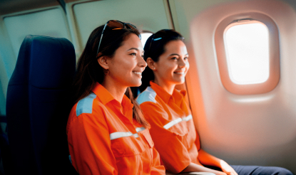 FIFO workers seated on airplane