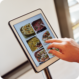 Guest orders food tablet kiosk